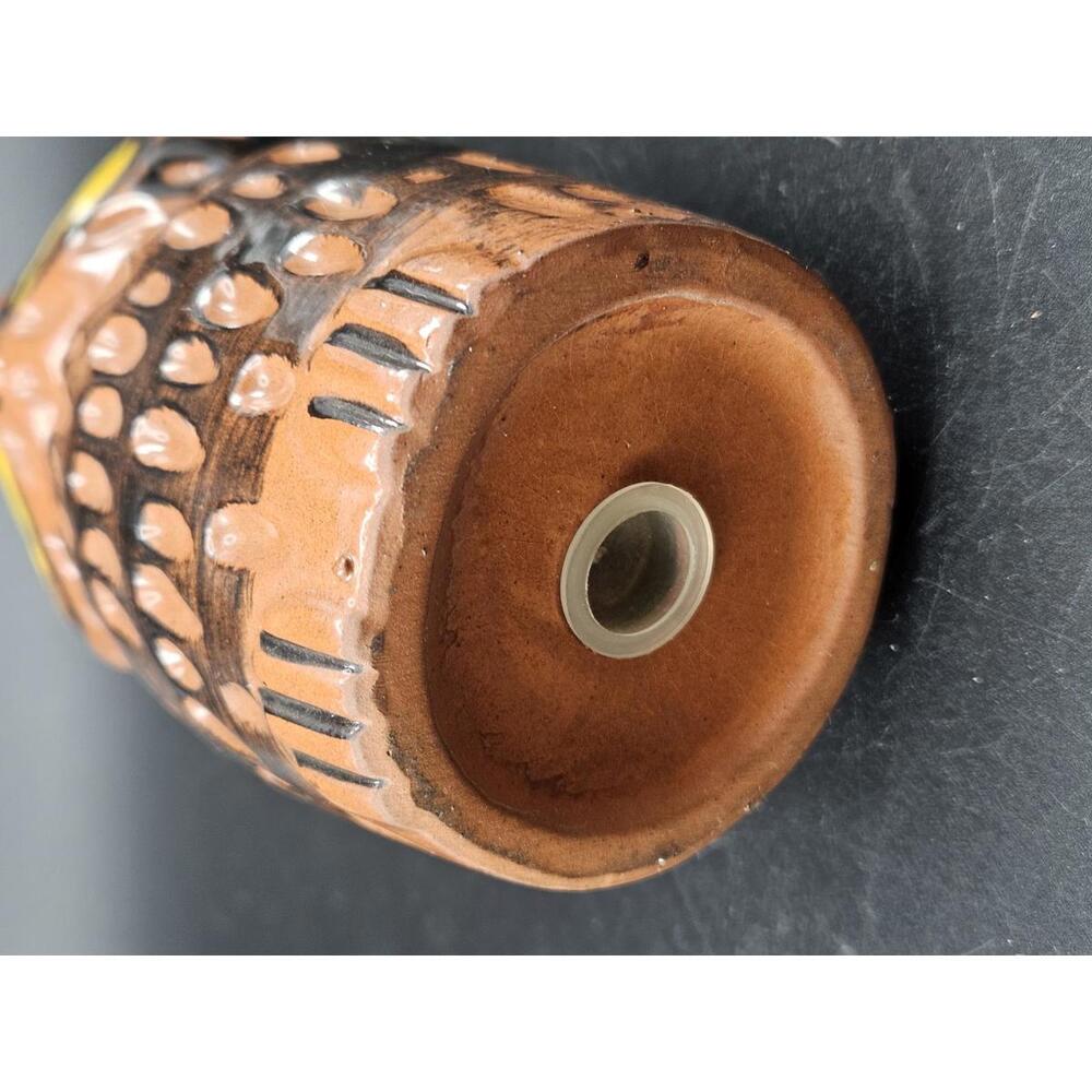 Kitschy Mid-Century Owl Salt or Pepper Shaker Figurine Terracotta Pottery 5 In. - Picture 10 of 10